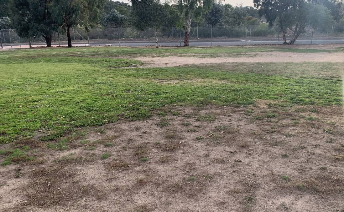 UPGRADE: The St Patrick's Primary School oval is heavily worn out in several places. Picture: TALLIS MILES