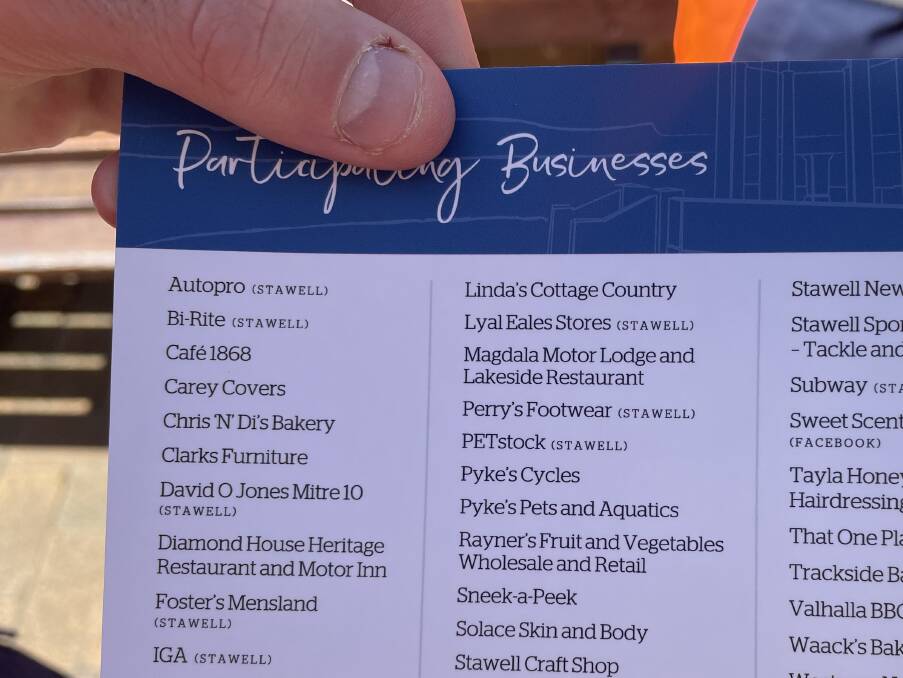 FULL LIST: The suite of businesses Stawell Gold Mine employees can use their vouchers at. Picture: TALLIS MILES