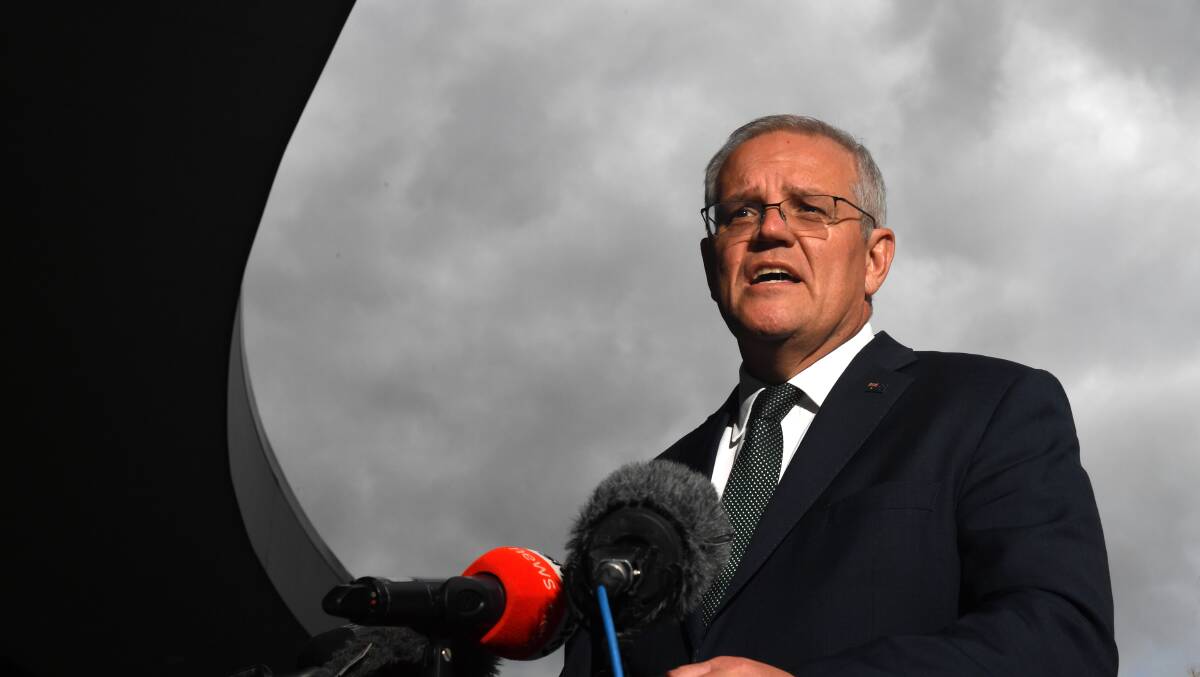 Scott Morrison in South Geelong on Monday. Picture: AAP