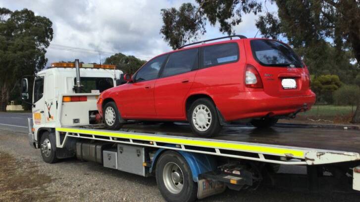 CAUGHT: Police impounded the red vehicle. Picture: NORTHERN GRAMPIANS EYEWATCH PAGE