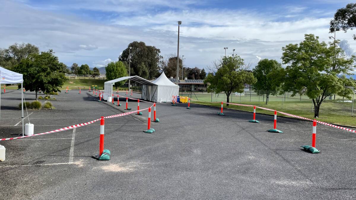 OVERFLOW: To accommodate extra demand, Stawell Regional Health has set up a testing site at Stawell Tennis Club. Picture: BEN FRASER