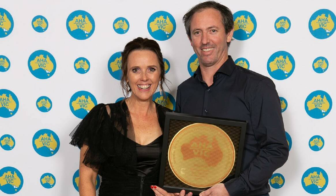 AWARD: from left, Mary-Ann Humphries and Matt Humphries with their Australian Hotels Association award for best family dining. Picture: CONTRIBUTED.