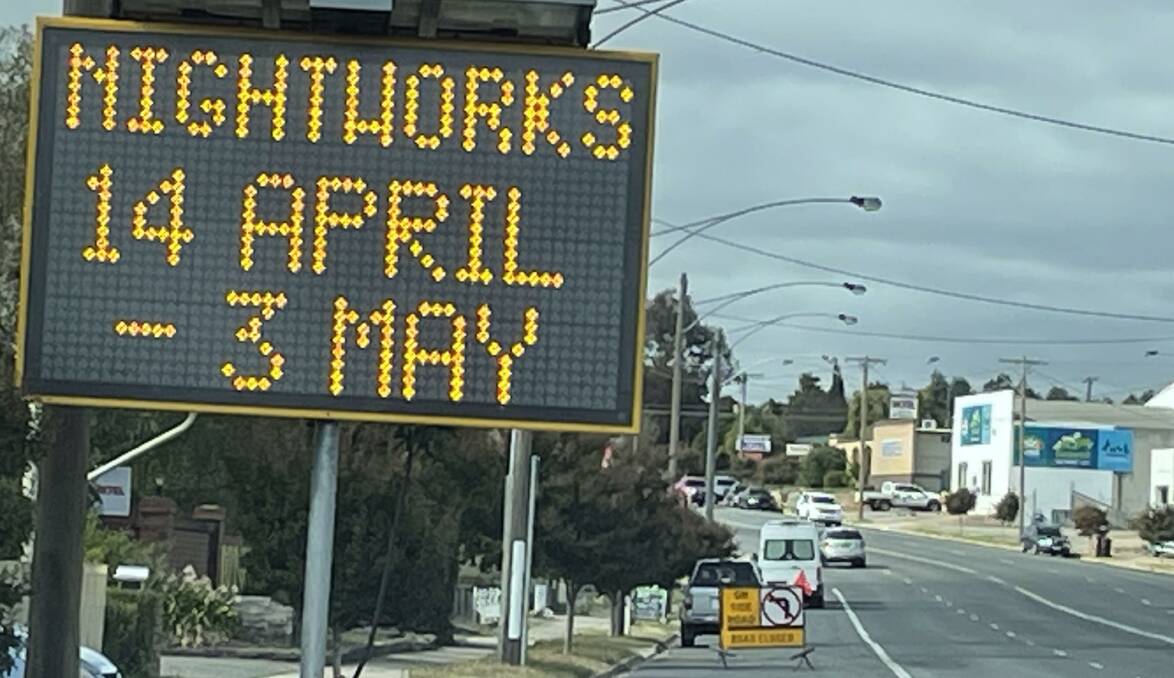 Motorists are warned Night Works on the Stawell intersection will cause delays until May3. Picture by Sheryl Lowe