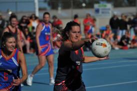 Liv Jones keeps the ball in play during the HDFNL preliminary final against Rupanyup at Kaniva Recreation Reserve on Saturday, September 2. Picture by John Hall
