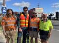 Dillon from Shea Earth and Water, Nathan from R and R McClure, Josh Enochsivil from Enoch and Norm Sage from One Stop Steel preparing for works at the Western Highway and Seaby Street intersection in Stawell