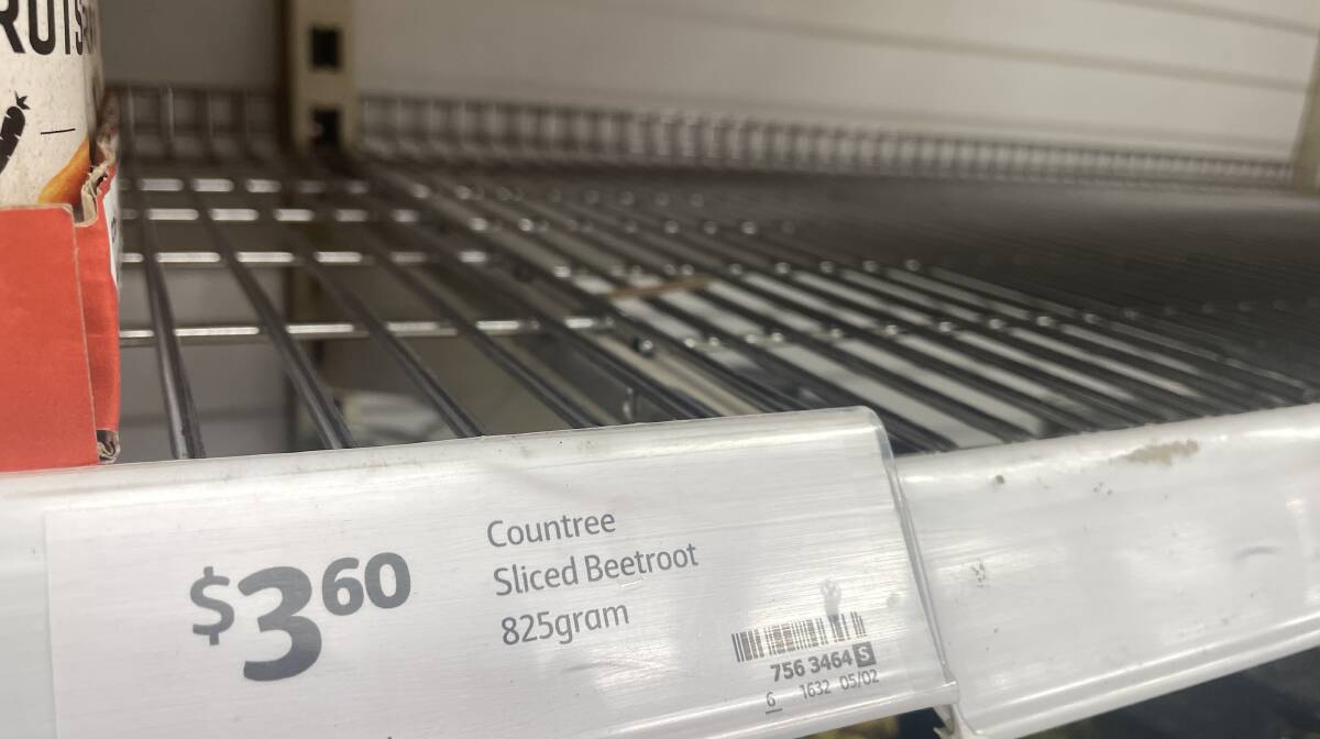 Supermarket shelves have been empty of canned beetroot for weeks. Picture by Megan Doherty