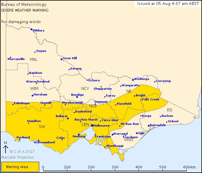 Severe weather warning issued for Stawell