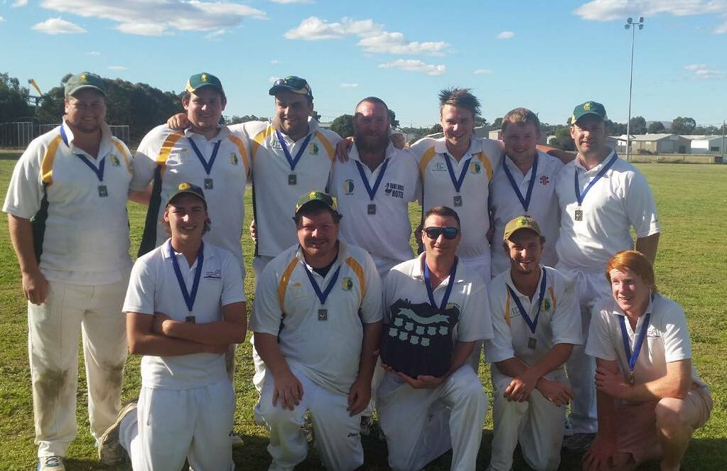 WINNERS: The most recent C Grade premiership side Chalambar celebrates its 2014-15 victory. C Grade cricket returns after a year's hiatus in 2015-16. Picture: Erin Bahl