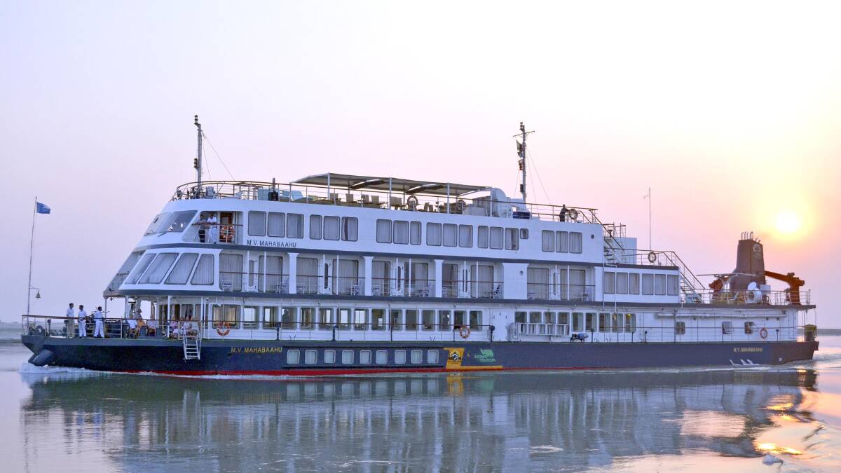 MV Mahabaahu on the Brahmaputra River … a luxurious 46-guest river ship. 