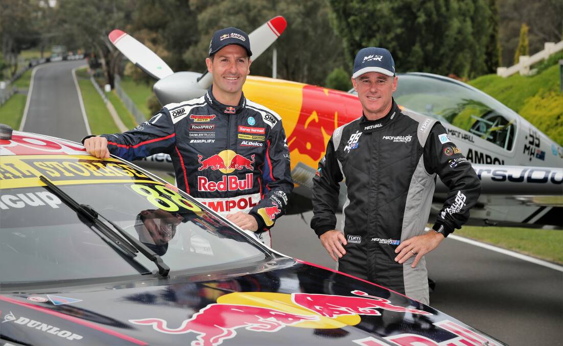 ARRIVE IN STYLE: To help mark Jamie Whincup's final event as a full-time Supercars driver, Red Bull Air Race World Champion Matt Hall made a special landing on Mountain Straight. Photos: PHIL BLATCH