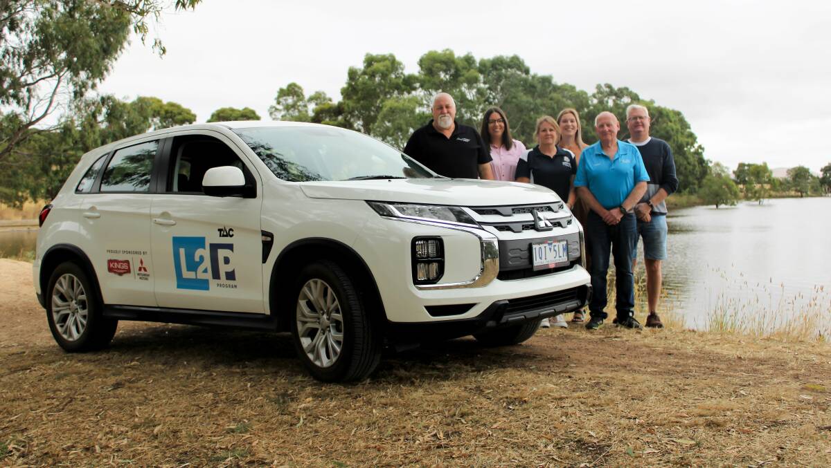 L2P volunteers and supporters Peter Bowen (Grampians Driving School), Jane Moriarty (CGLLEN), Toni Chegwin (VicPol), Penny Walton-Bourke (CGLLEN), Don Gardiner (mentor) and Mick Watson (mentor) prepare to celebrate 10 years of the program in the Central Grampians. Picture supplied.