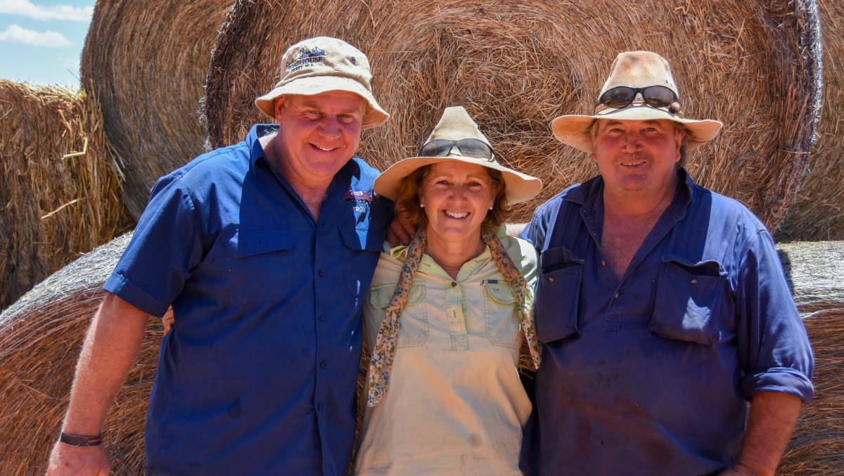 Troy Hendy with Mary and Mac Haig of Alroy Station. Picture: QUEENSLAND COUNTRY LIFE
