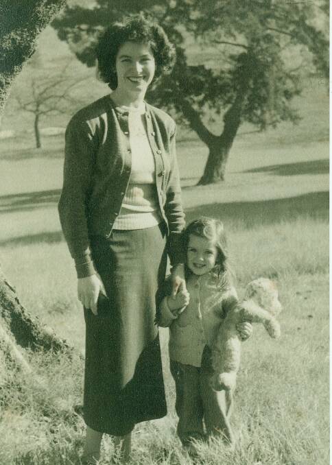 Angela Taylor (3) with her mum Rona McKenny, at Centennial Park about 1954.