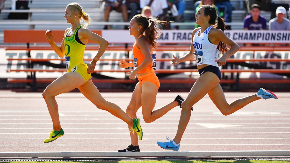 Out in front: Jessica Hull (left). Picture: Jamie Schwaberow/NCAA Photos via Getty Images.