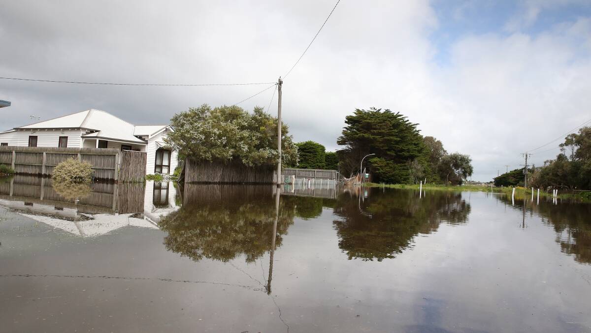 Flooding on Ritchie Street, Port Fairy. Picture: Mark Witte