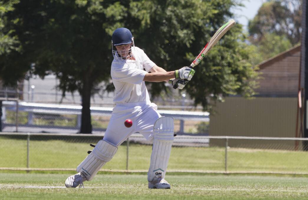 Robert McKinnon hits the ball through the covers while playing for Pomonal.