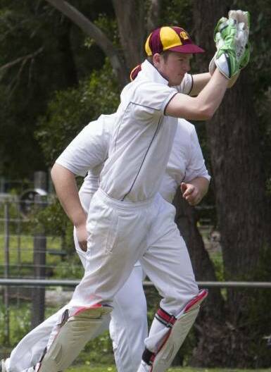 Chris Jerram behind the stumps for Buangor. Picture: Peter Pickering