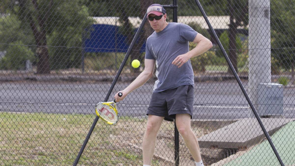 Come back: Former tennis champion Joel Freeland returned to the tennis court for the club championships on Saturday. 