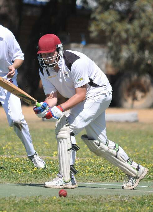 FRONT FOOT: Luke Stevens in action for Halls Gap. Picture: Peter Pickering