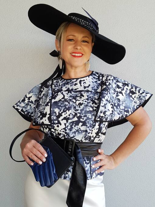 HOME GLAMOUR: Horsham Belinda Nurse is still dressing up for Virtual Fashions on the Field this autumn racing season. Pictures: SUPPLIED