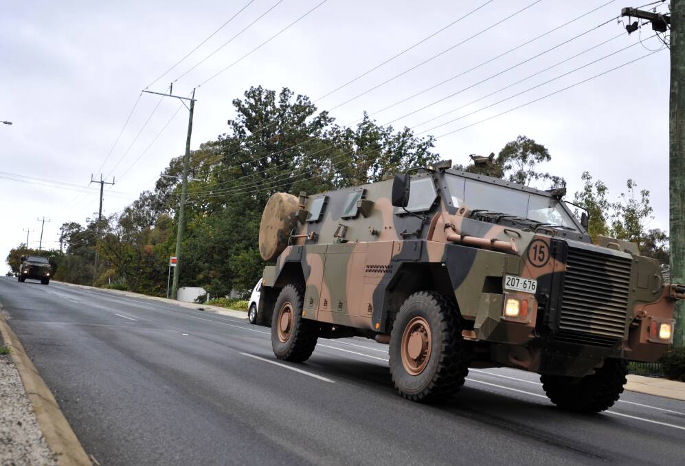 Bushmasters being test driven in Bendigo. Picture: BILL CONROY