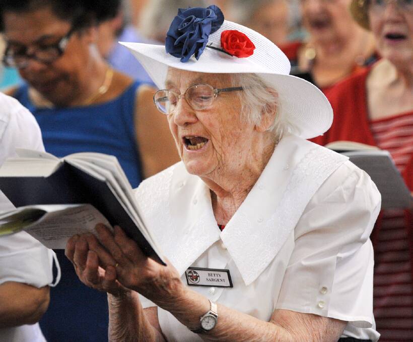 Full voice: Stawell's Betty Sargent is pictured singing one of the many hymns that were performed during the World Day of Prayer hosted by the Stawell Uniting Church. Pictures: PAUL CARRACHER.