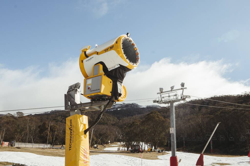 Temperatures below -2 are the trigger for snowmaking equipment at Thredbo. Picture: Dion Georgopoulos