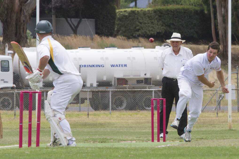 PACE: Youth Club's Damon Folks bowling during the round nine match against Navarre. Picture: Peter Pickering