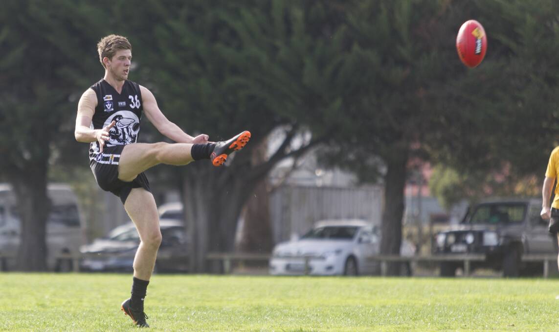 SHARPSHOOTER: Magpie Aaron Taggart kicked two majors in the big win against Penshurst on Saturday. PICTURE: Peter Pickering