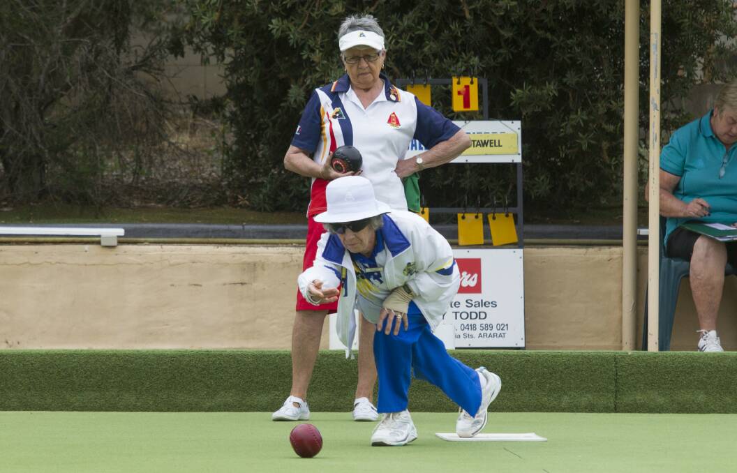 Stawell's Rita Pyke in action on the bowling green earlier in the season. Picture: Peter Pickering