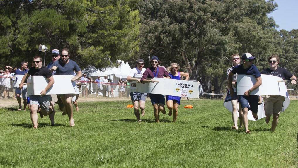 FUN TIMES: The traditional boat race will remain part of the 2018 schedule at the Great Western Cup  despite the heat. Picture: Peter Pickering