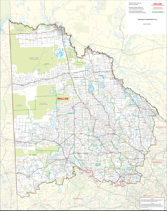 The Electorate of Mallee as of July 2018. Picture: Australian Electoral Commission.