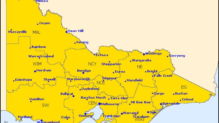 A BOM severe weather warning for Victoria, issued on Thursday afternoon. Image supplied