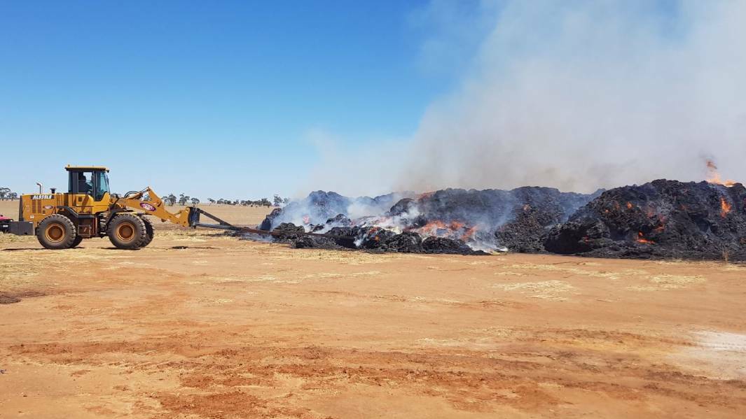 CAUTIONARY TALE: A haystack fire at Kellalac on Sunday destroyed about $250,000 worth of hay in January 2019, one of three separate incidents in one weekend.