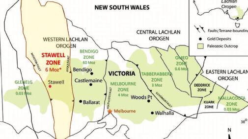 The Stawell Zone, a north-south trending fault-bound belt located between the Moyston and Avoca Faults in western Victoria, Australia. NSM says it has produced approximately six megaounces (6Moz) of Victorias 75Moz of historic gold, of which approximately 5Moz was produced at Stawell Gold Mines