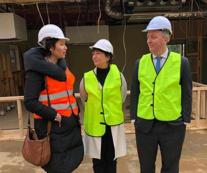 Minister for Mental Health Martin Foley (right) visits the new Eureka drug and alcohol rehabilitation centre meeting Windana chief executive Anne-Maree Kaser (left) with Buninyong Labor candidate Michaela Settle (centre).