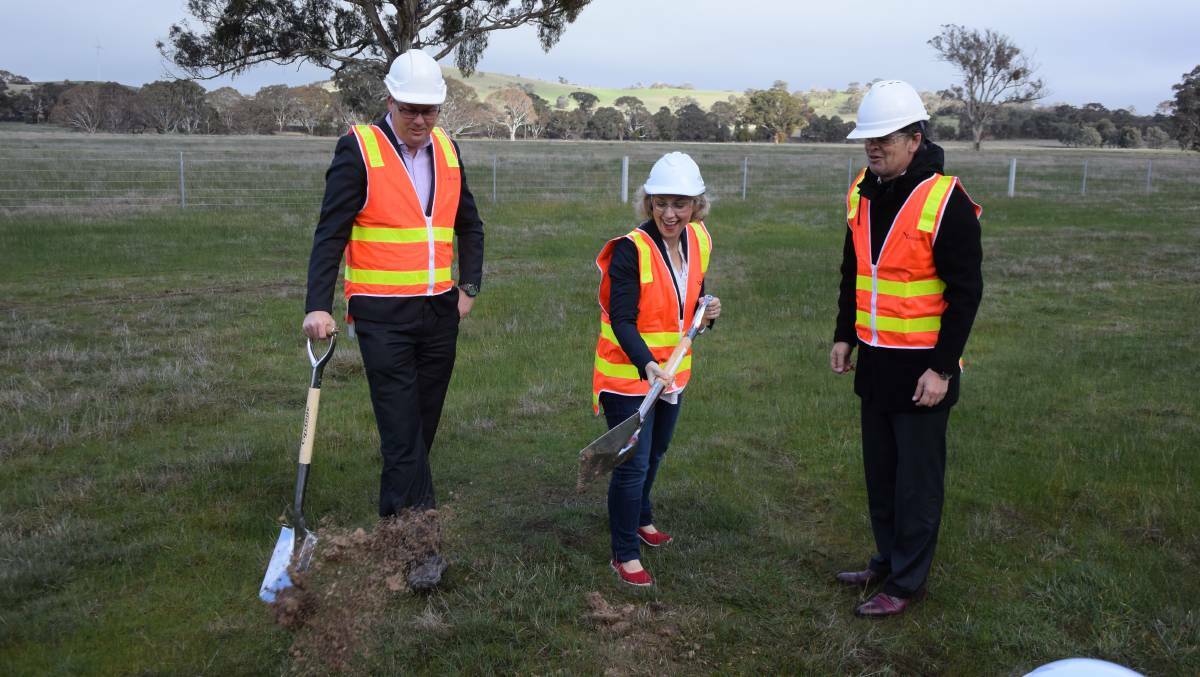 Highway works in Buangor beginning earlier this month with a sod-turning ceremony by Roads Minister Luke Donnellan. Picture: Rex Martinich 