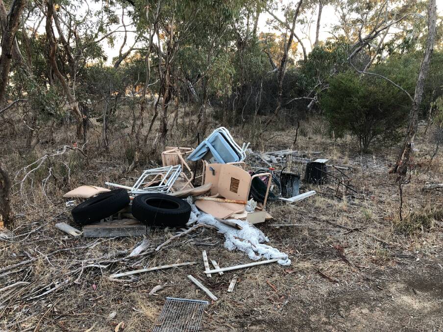 Illegally dumped: Stawell residents spotted the rubbish on a reserve off Navarre Road. Picture: Bill Harney. 