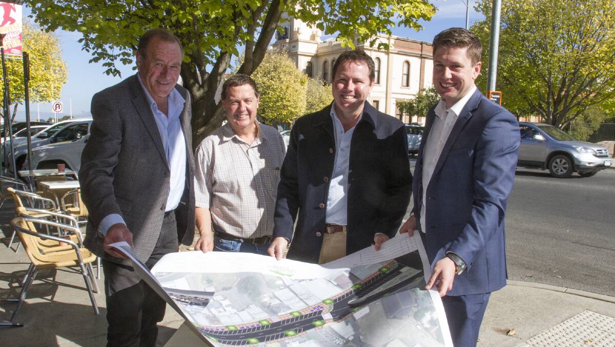 Pitch: The NGSC's CEO Michael Bailey and mayor Tony Driscoll meet with Mallee MP Andrew Broad to advocate for funding. Picture: Peter Pickering. 