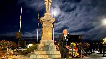 Stawell RSL branch president Geoff Reading lead the local dawn service. Picture by Ben Fraser