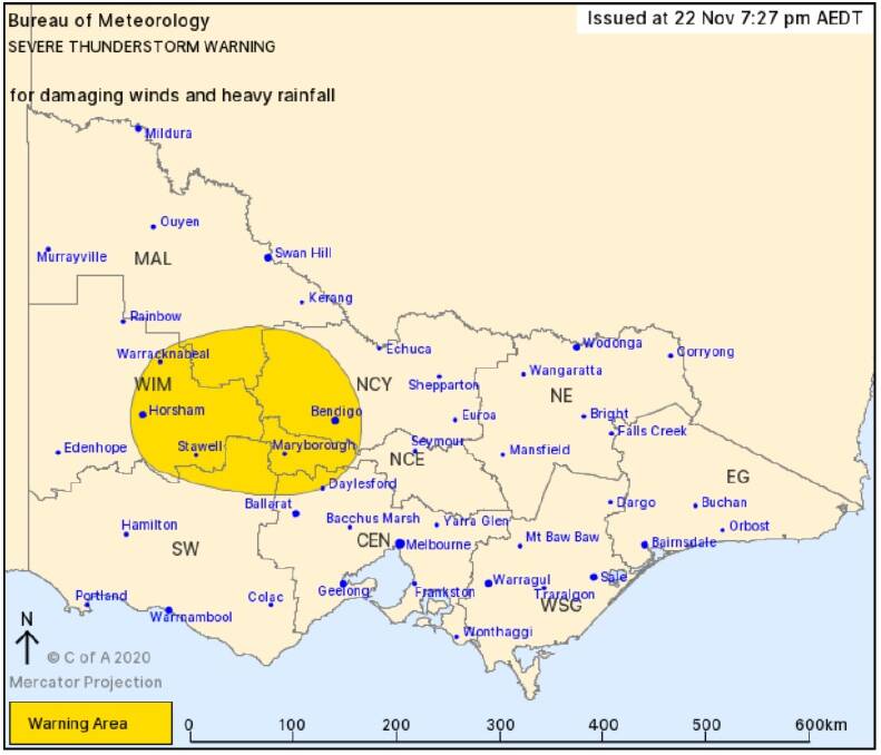 Severe weather warning issued for Grampians, Wimmera