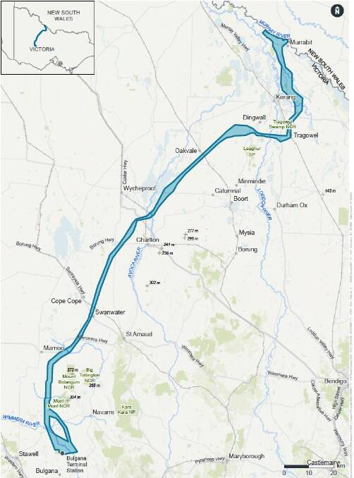 The latest VNI West power line route was released on Friday. Graphic: TCV.