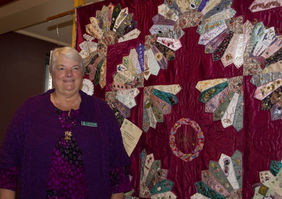 LAST SHOW: Stawell Quilters member Lyn Keller at the 2018 show with her prize winning quilt on display in the Stawell Town Hall. Picture: PETER PICKERING