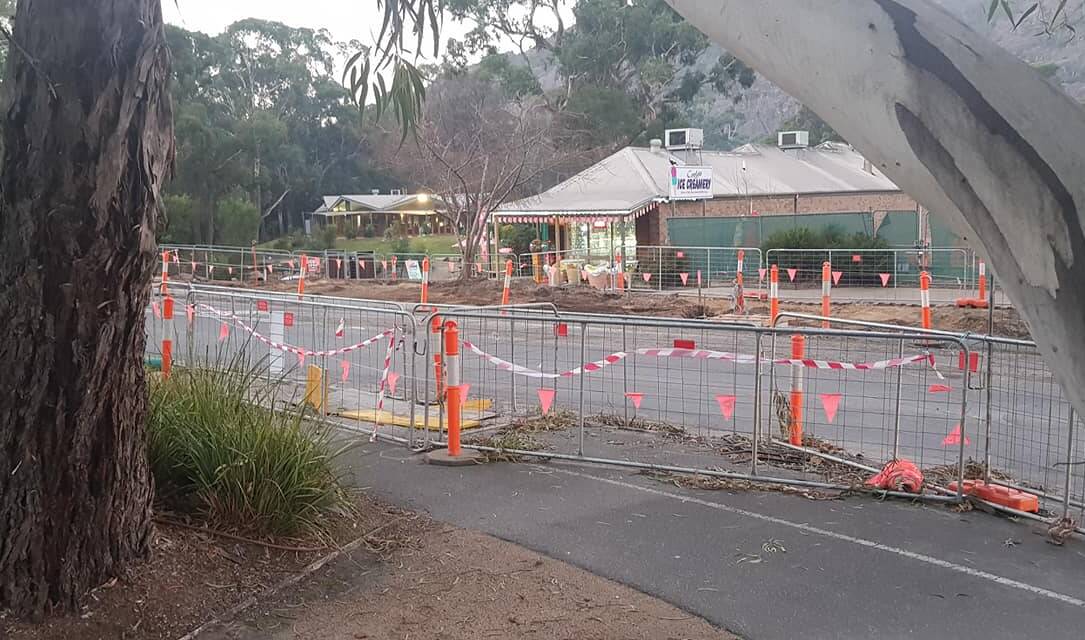 CONSTRUCTION: Works were fenced off with temporary crossings and pathways over the long weekend in June.
