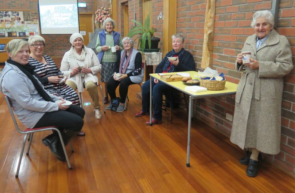 HOW PEOPLE CAN HELP: Annie Ruthven presented her experience with refugees to Tricia Ruthven, Sister John, Karen Peacock, Elva Raggatt, Marj May and
Pat Lardner.  Picture: CONTRIBUTED