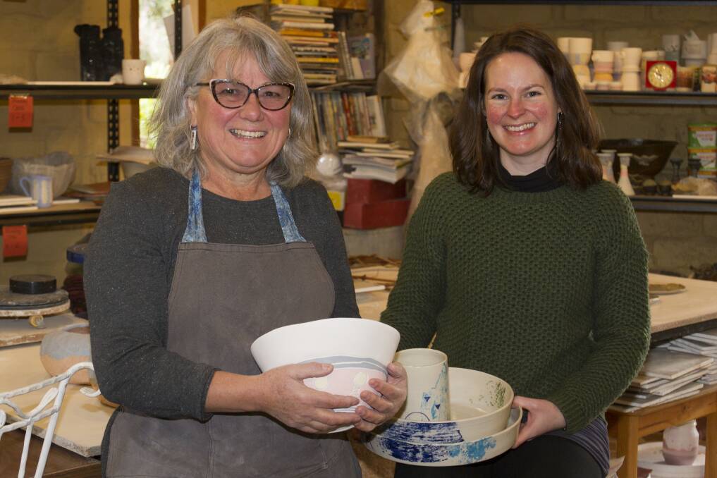 WELCOMING: Halls Gap's Judy Hilbig and Katy Mitchell will open their doors to welcome in the public during the Australian Ceramics Open Studios event. Picture: PETER PICKERING