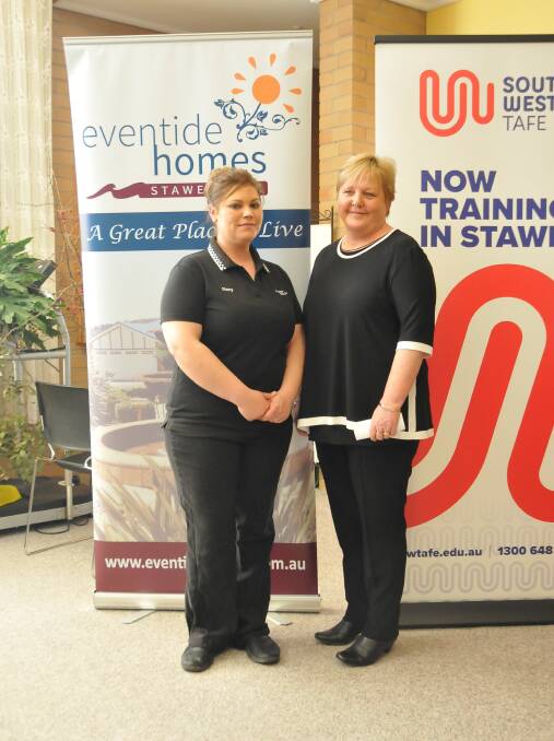 SUCCESS: Student Ebony Jenkins with Eventide Homes chief executive Sue Blakey at the announcement of funding for training courses. Picture: CASSANDRA LANGLEY