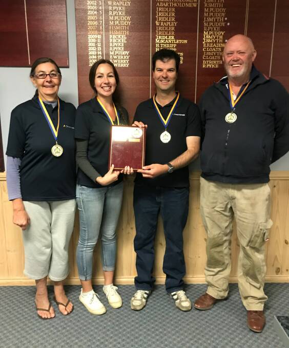 WINNERS: Julie Cass, Jess Cass, Nathan Streeter and Henry Rolph were Stawell Bowling Club's corporate bowls division one winners. Picture: CONTRIBUTED 