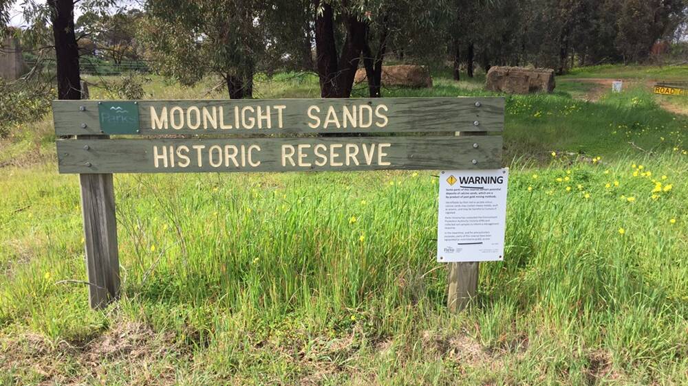WARNING: Areas around Moonlight-cum-Magdala and Oriental Mine Company in Stawell are blocked off while calcine sands are being managed. Picture: CASSANDRA LANGLEY