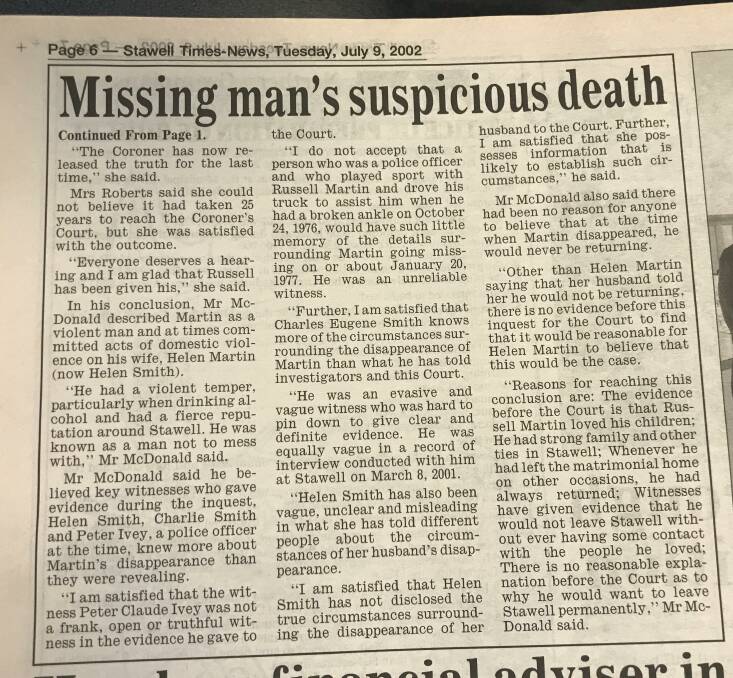 The article continued from the front page on Tuesday, July 6 2002.